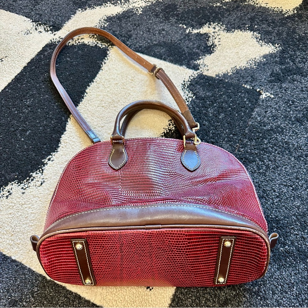 DOONEY & BOURKE Embossed Lizard Dark Red Satchel Tote Shoulder Bag - Picture 13 of 14